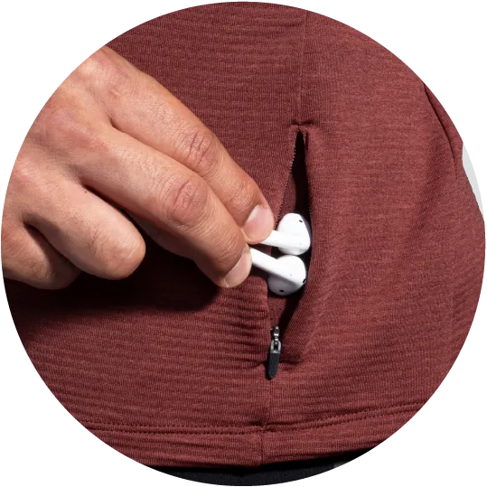 Store your stuff in a zip-secure pocket at the hem.